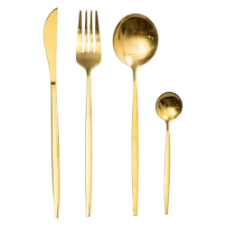 Набір столових приборів 24 предмети набір ложок виделок і ножів на 6 персон Золотистий HP-20-43