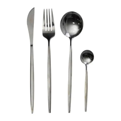 Набір столових приборів 24 предмети набір ложок виделок і ножів на 6 персон Чорний HP-20-45