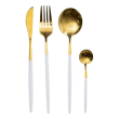 Набір столових приборів 24 предмети столовий набір на 6 персон Золотистий з білим HP-20-47 - фото №1