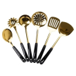 Набір кухонного приладдя на підставці 7 предметів кухонні аксесуари на підставці Чорний із золотом HP-20-66 - фото №4