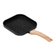 Сковорода гриль квадратна 18×18 см рифлена з гранітним покриттям чорна HP39568B - фото №3