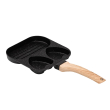 Сковорода квадратна порційна на 3 секції з антипригарним покриттям для всіх плит чорна HP39569B - фото №3