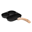 Сковорода квадратна порційна на 3 секції з антипригарним покриттям чорна HP39571B - фото №3