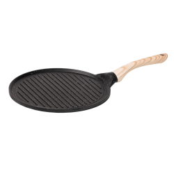 Сковорода гриль кругла Ø 26.5 см низька з гранітним покриттям чорна HP39581B