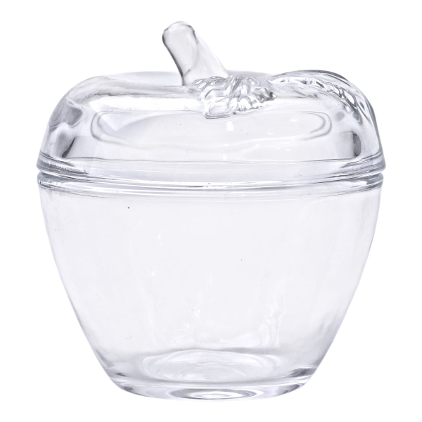 Цукерниця з кришкою Ø 9.5 см ваза цукерниця кругла скляна у формі яблука HP-4-101 - фото №2