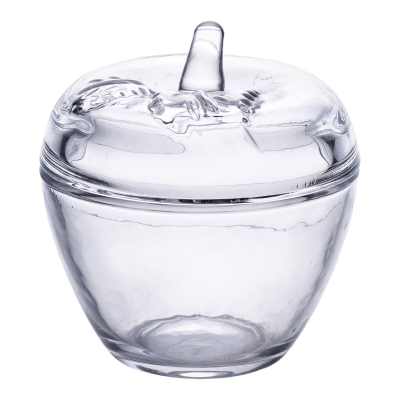 Цукерниця з кришкою Ø 9.5 см ваза цукерниця кругла скляна у формі яблука HP-4-101 - фото