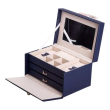 Скринька для прикрас з еко шкіри 3 яруси з дзеркалом органайзер для ювелірних виробів HP-5-17BL - фото №2