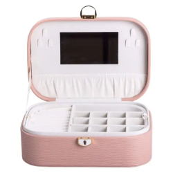 Скринька для прикрас з еко шкіри 2 яруси із замком органайзер для ювелірних виробів HP-5-1P