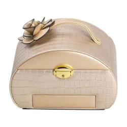 Скринька для прикрас з еко шкіри 3 яруси із замком органайзер для ювелірних виробів HP-5-21GOLD