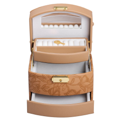 Скринька для прикрас з еко шкіри 3 яруси із замком органайзер для ювелірних виробів HP-5-23BR