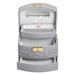 Скринька для прикрас з еко шкіри 3 яруси із замком органайзер для ювелірних виробів HP-5-23G