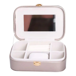 Скринька для прикрас з еко шкіри 20×14×7 см із дзеркалом органайзер для ювелірних виробів HP-5-32GOLD