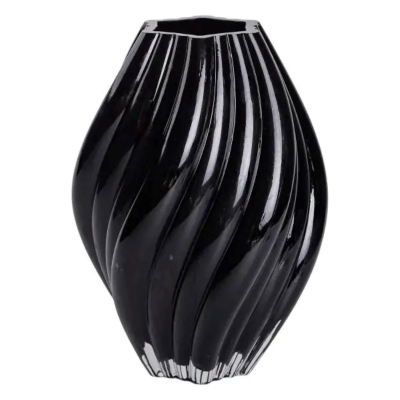 Декоративна скляна ваза для квітів 30 см фігурна ваза 5 л Чорна - фото