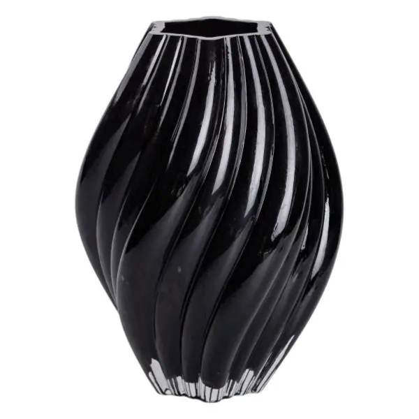 Декоративна скляна ваза для квітів 30 см фігурна ваза 5 л Чорна - фото