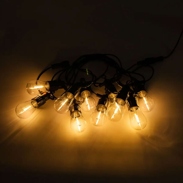 Гірлянда вулична у стилі ретро світлодіодна жовта S14 на 10 LED ламп завдовжки 5 метрів S14Y - фото №9