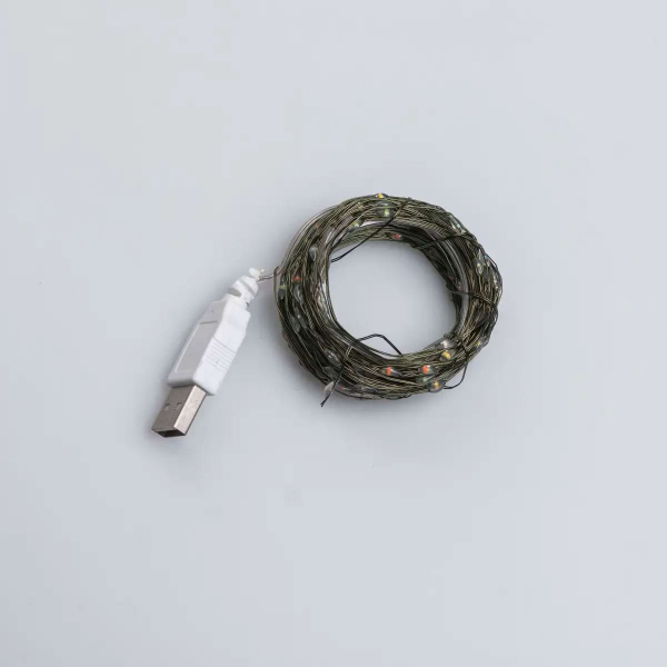Гірлянда роса 20 метрів USB на 200 led світлодіодів крапля на зеленому дроті мультиколор USB200L20MGML - фото №7