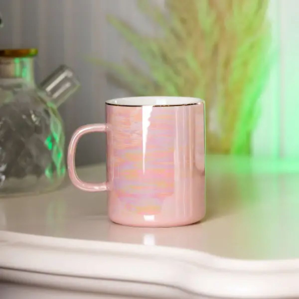 Чашка керамічна Glaze 420мл у дзеркальній глазурі Рожевий HPCYM0763P - фото №2