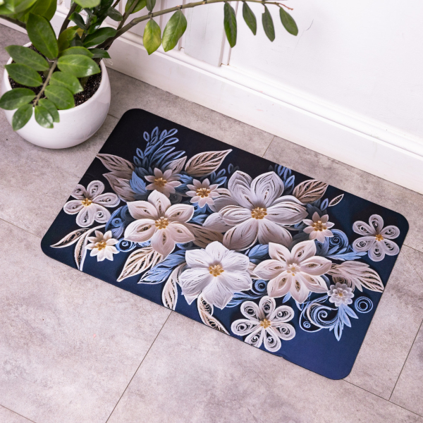 Антиковзний 3D-килимок з м'якого діатоміту 38×58 (см) вологопоглинальний Синій HP-42-61 - фото №3