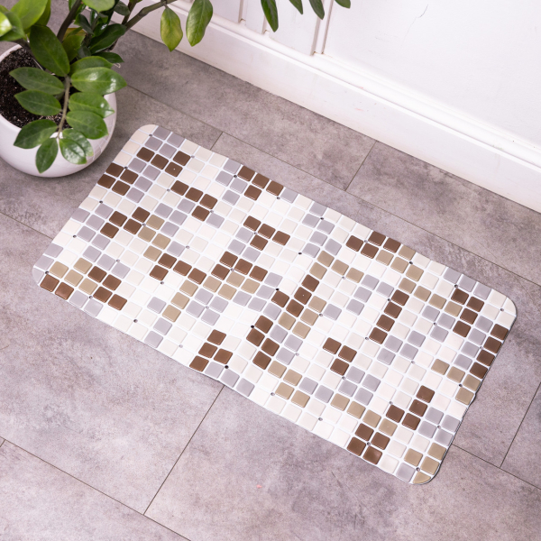 Антиковзний килимок на присосках для ванни та душу 65×35 (см) силіконовий Коричневий HP-42-47BR - фото №4