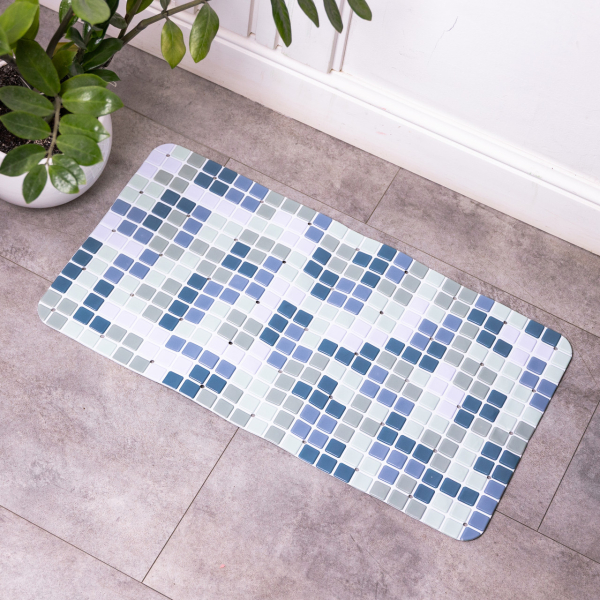 Антиковзкий килимок на присосках для ванни та душу 65×35 (см) силіконовий Синій HP-42-47BL - фото №3