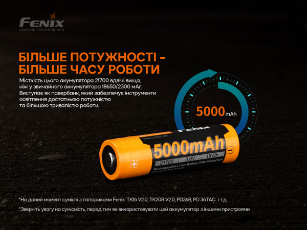 Акумулятор 21700 Fenix ARB-L21-5000 V2.0 - фото №12