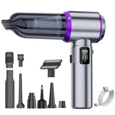 Автомобільний мініпилосос акумуляторний 6000 мА·год бездротовий Сірий HP-11-6703BSV - фото