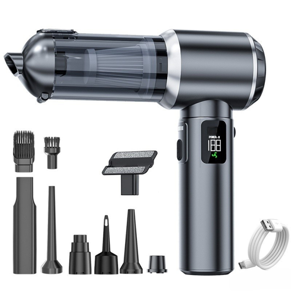 Автомобільний мініпилосос 4 в 1 акумуляторний 6000 мА·год бездротовий Чорний HP-11-6703BB - фото