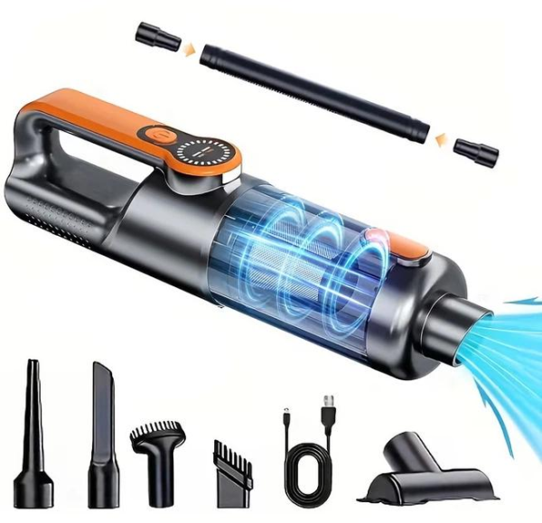Автомобільний ручний пилосос акумуляторний 6000 мА·год 6 насадок HP-11-126 - фото №3