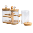 Банки для сипучих продуктів набір із 3 шт по 580 мл на дерев'яній підставці HP16293 - фото №3