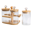 Банки для сипучих продуктів набір із 3 шт по 580 мл на дерев'яній підставці HP16293 - фото №4