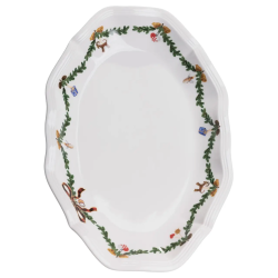 Тарілка овальна новорічна 36х20 см порцелянова сервірувальна YY78-11A-5