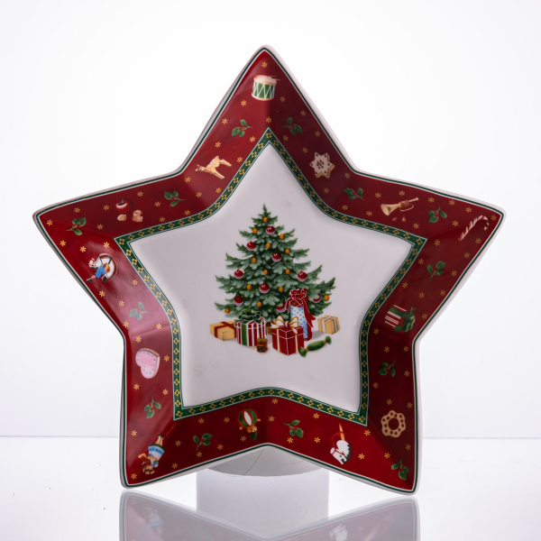 Сервірувальне новорічне блюдо для закусок Christmas 25,5 (см) з порцеляни HP-SDHK-19 - фото