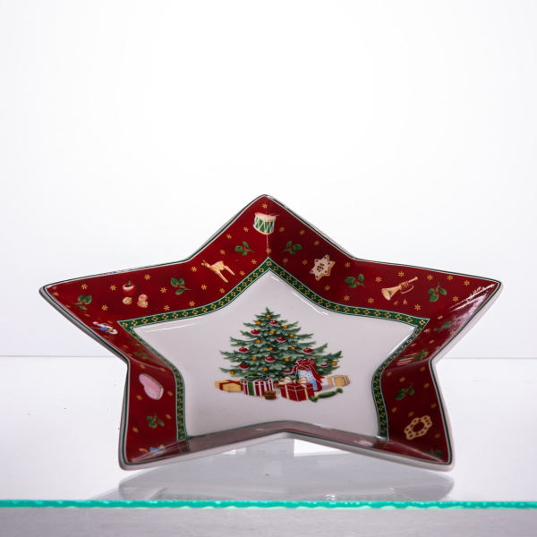 Сервірувальне новорічне блюдо для закусок Christmas 25,5 (см) з порцеляни HP-SDHK-19 - фото №3