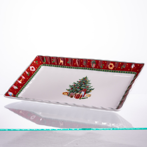 Сервірувальне новорічне блюдо для закусок Christmas 30,5×17,5×2,5 (см) прямокутне з порцеляни HP-SDHK-21 - фото №2