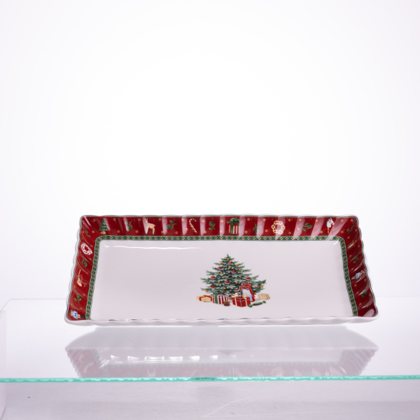 Сервірувальне новорічне блюдо для закусок Christmas 30,5×17,5×2,5 (см) прямокутне з порцеляни HP-SDHK-21 - фото №3