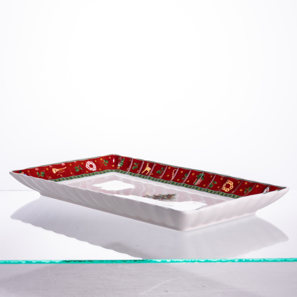 Сервірувальне новорічне блюдо для закусок Christmas 30,5×17,5×2,5 (см) прямокутне з порцеляни HP-SDHK-21 - фото №4