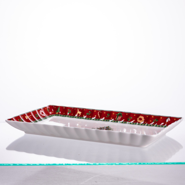 Сервірувальне новорічне блюдо для закусок Christmas 30,5×17,5×2,5 (см) прямокутне з порцеляни HP-SDHK-21 - фото №5
