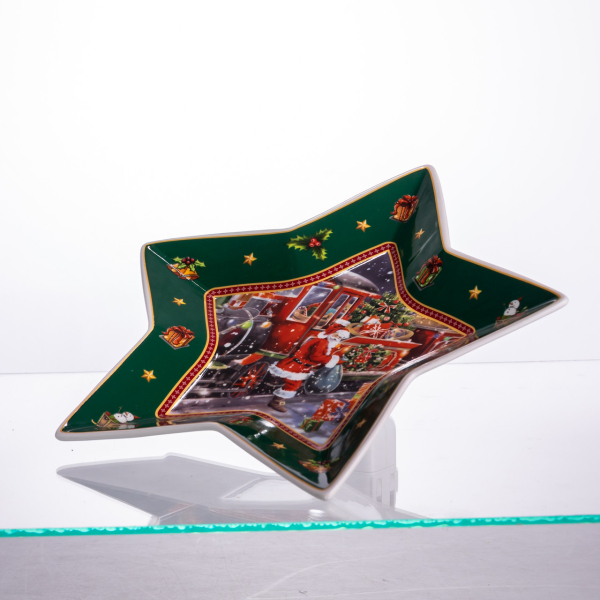 Сервірувальне новорічне блюдо для закусок Santa 25,5 (см) з порцеляни HP-SDHK-20 - фото №2