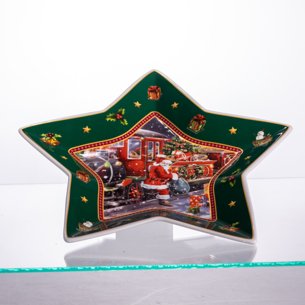 Сервірувальне новорічне блюдо для закусок Santa 25,5 (см) з порцеляни HP-SDHK-20 - фото №3
