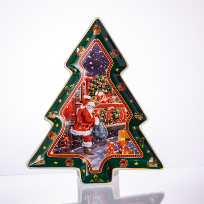 Сервірувальне новорічне блюдо для закусок з порцеляни Santa 29×24×2 (см) HP-SDHK-18 - фото