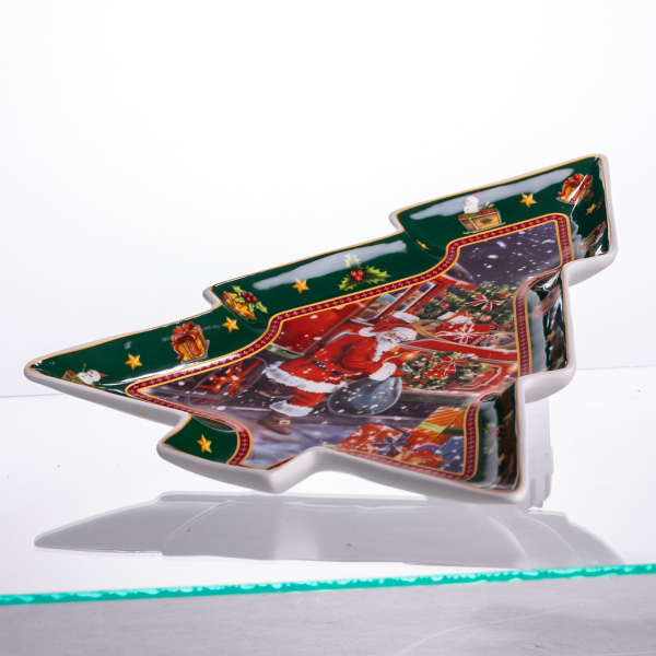 Сервірувальне новорічне блюдо для закусок з порцеляни Santa 29×24×2 (см) HP-SDHK-18 - фото №2