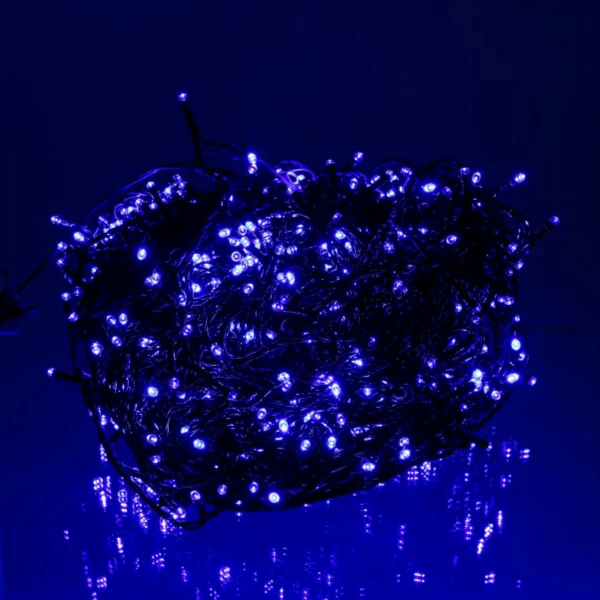 Гірлянда Різдвяна фея вулична 100 (м) 1000 LED чорний провід Синій CF1000L100MBBL - фото №5