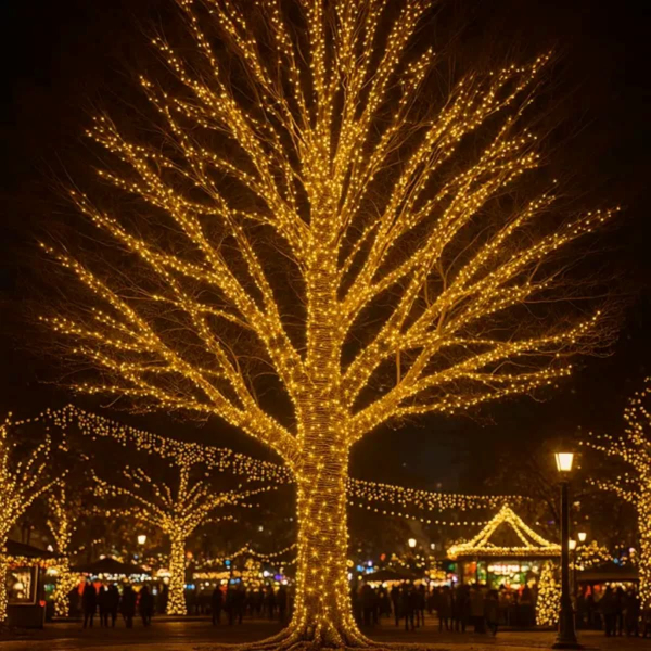 Гірлянда Різдвяна фея вулична 100 (м) 1000 LED чорний провід Жовтий CF1000L100MBY - фото №6