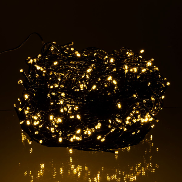 Гірлянда Різдвяна фея вулична 100 (м) 1000 LED чорний провід Жовтий CF1000L100MBY - фото №7