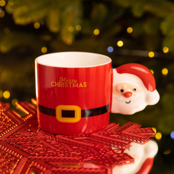 Чашка порцелянова новорічна Merry Christmas 350 (мл) Червона Yiwu FM-CS-51R - фото