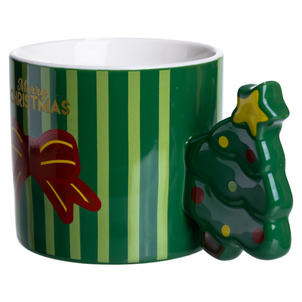 Чашка порцелянова новорічна Merry Christmas 350 (мл) Зелена Yiwu FM-CS-51GR - фото №4