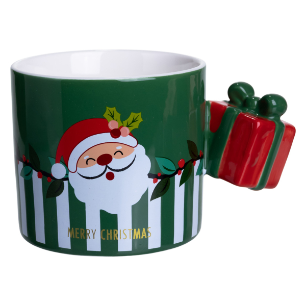 Чашка порцелянова новорічна Merry Christmas 400 (мл) Зелена Yiwu FM-CS-49GR - фото №3