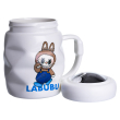 Чашка порцелянова з кришкою Labubu 400 (мл) подарункова кружка прикольна чашка для дітей на подарунок Білий з синім FM-54A - фото №4