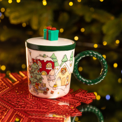 Чашка порцелянова з кришкою Подарунок 400 (мл) Зелений Yiwu FM-CS-36C