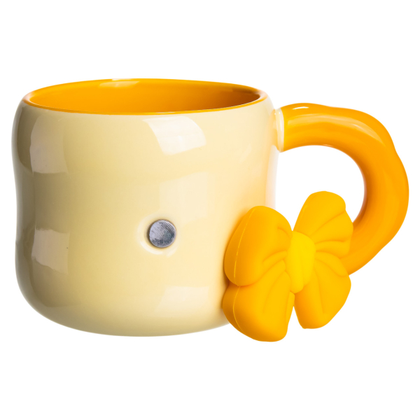 Кубок порцелянова з магнітом Бант 400 (мл) подарункова кружка прикольна чашка для дітей на подарунок Бежевий з жовтим FM-52A - фото №3